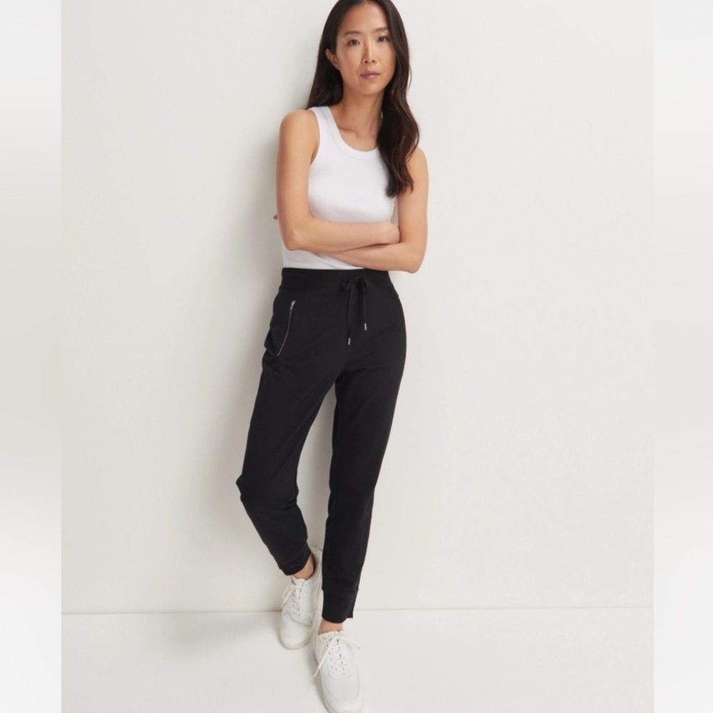 The White Company Organic Cotton Zip Detail Slim Jersey Joggers